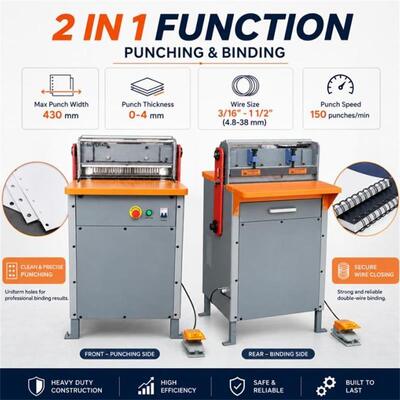 SUPER450 Double Wire Coil Die Pattern Changeable Punching Binder Binding Machine